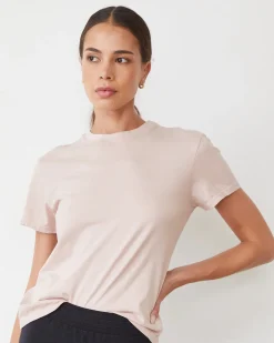 MONROW Basic Crew Neck Tee CHALKPINK Discount